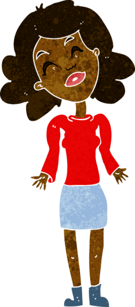 Bir insan tarafından çizilmiş omuz silken çizgi filmdeki kadın.