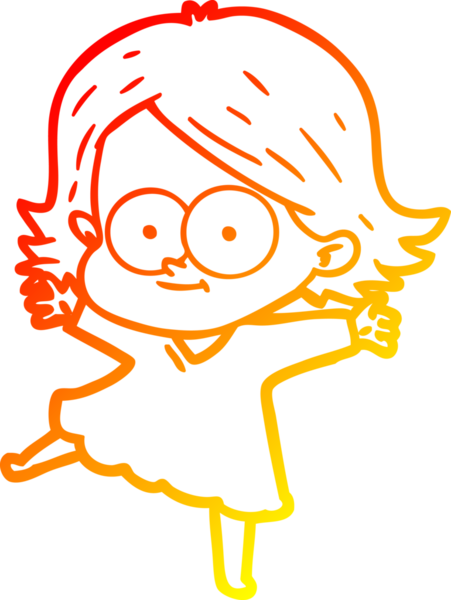 Bir insan tarafından çizilmiş mutlu bir çizgi film kızı çizimi