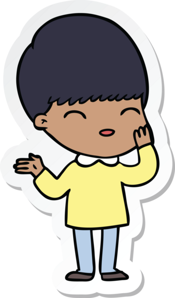 Bir insan tarafından çizilmiş mutlu bir çizgi film çocuğunun çıkartması.