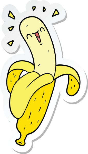 Bir insan tarafından çizilmiş bir muzun çıkartması.