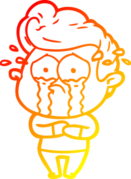 Bir insan tarafından çizilmiş, ağlayan bir çizgi film karakteri.