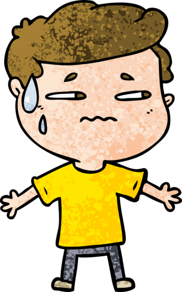 Bir insan tarafından çizilmiş endişeli bir adam.