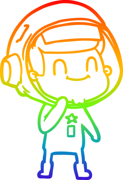 gökkuşağı gradyan çizimi mutlu bir çizgi astronot çizimi bir insan tarafından çizildi