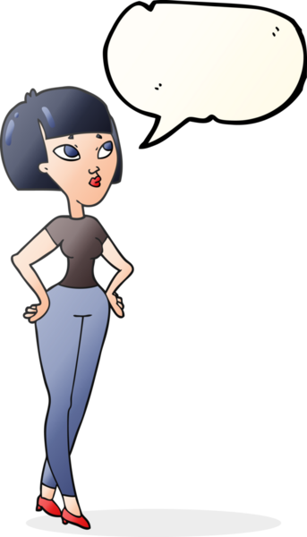 Bir insan tarafından çizilmiş serbest konuşma balonu karikatürü kadın.