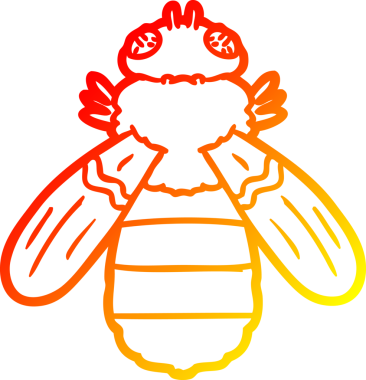 Bir insan tarafından çizilmiş karikatür arısının sıcak çizgi çizimi