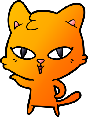 Bir insan tarafından çizilmiş çizgi film kedisi.