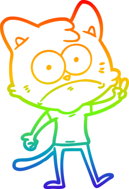 Gökkuşağı gradyan çizgi çizimi Bir insan tarafından çizilmiş gergin kedi