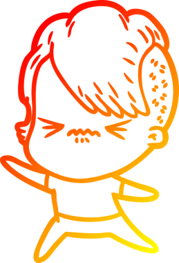 Bir insan tarafından çizilmiş, kızgın bir hipster kızın çizgi çizimi.