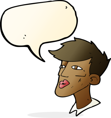 Bir insan tarafından çizilmiş konuşma balonu olan erkek model.