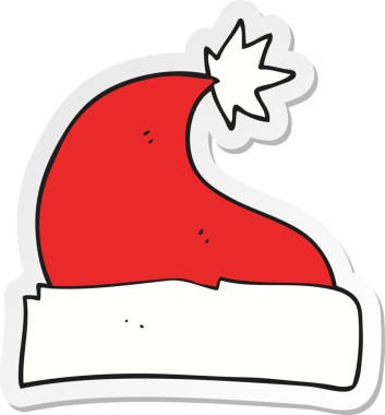 Bir insan tarafından çizilmiş bir karikatür Noel şapkasının çıkartması.