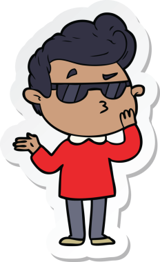 Bir insan tarafından çizilmiş havalı bir adamın çıkartması.