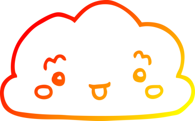 Bir insan tarafından çizilen karikatür bulutunun sıcak gradyan çizimi