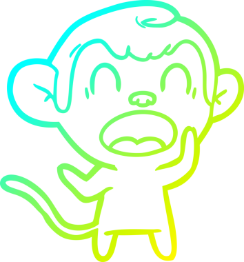 Bir insan tarafından çizilmiş bağıran çizgi film maymunu çizimi.