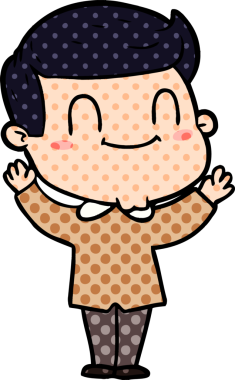 Bir insan tarafından çizilmiş çizgi film dostu bir adam.