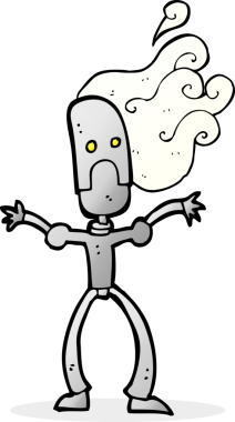 Bir insan tarafından çizilmiş çizgi film robotu