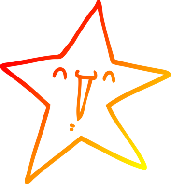 Bir insan tarafından çizilmiş mutlu bir çizgi film yıldızının sıcak çizgi çizimi