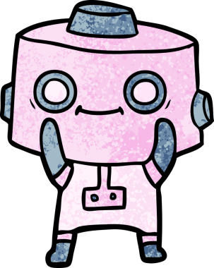 Bir insan tarafından çizilmiş çizgi film robotu