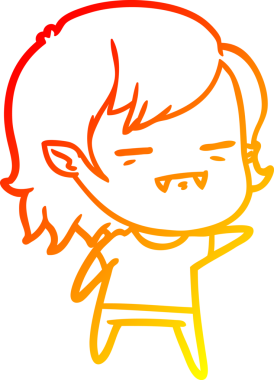 Bir insan tarafından çizilmiş ölümsüz vampir bir kızın sıcak çizgi çizimi.