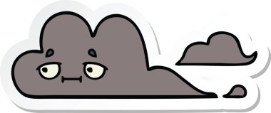 Bir insan tarafından çizilmiş şirin bir fırtına bulutunun çıkartması.