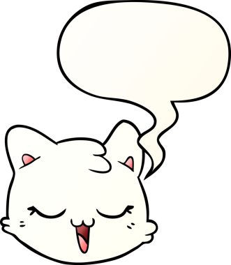 bir insan tarafından çizilmiş yumuşak eğimli konuşma baloncuklu çizgi film kedisi yüzü