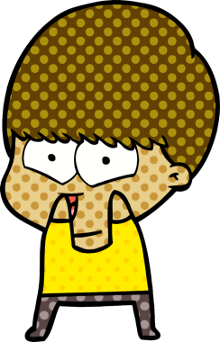 Bir insan tarafından çizilmiş mutlu çocuk çizgi filmi.