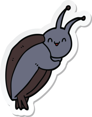 Bir insan tarafından çizilmiş şirin bir karikatür böceğinin çıkartması.