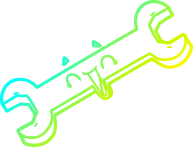 Bir insan tarafından çizilmiş gülen anahtarın soğuk gradyan çizimi.