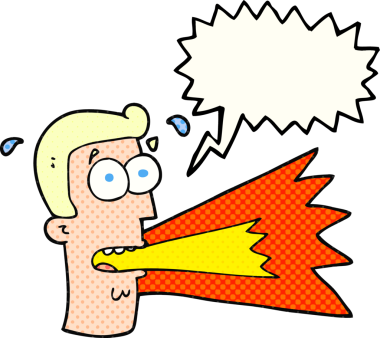 El yazısıyla çizilmiş çizgi roman konuşma balonu karikatürü bağıran adam bir insan tarafından çizilmiş.