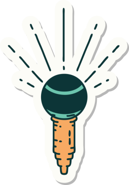 Bir insan tarafından çizilmiş dövme stili mikrofon çıkartması.