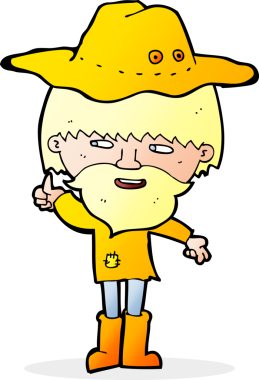 Bir insan tarafından çizilmiş şapkalı bir çizgi film adamı.