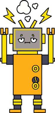 Bir insan tarafından çizilmiş arızalı bir robot çizimi.