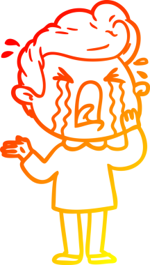 Bir insan tarafından çizilmiş, ağlayan bir çizgi film karakteri.