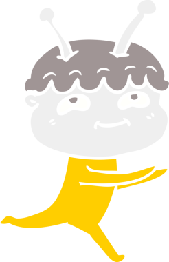 Bir insan tarafından çizilen düz renk çizgi film uzay adamı