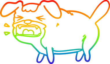 Gökkuşağı gradyan çizgi çizimi bir insan tarafından çizilen köpek havlaması