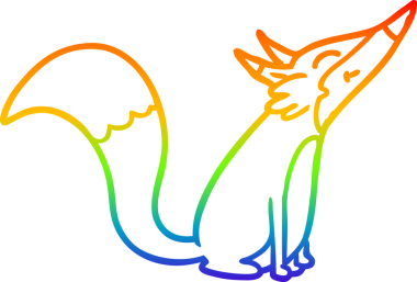 gökkuşağı gradyan çizgi çizimi bir insan tarafından çizilmiş kutup tilkisi