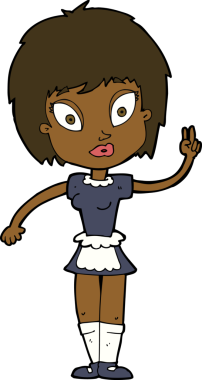 Bir insan tarafından çizilmiş çizgi film hizmetçisi.