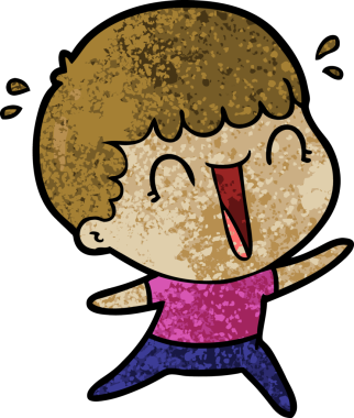 Bir insan tarafından çizilmiş gülen karikatür adam.