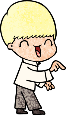 Bir insan tarafından çizilmiş mutlu çizgi film çocuğu.