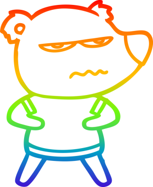 Sinirli bir ayı karikatürünü çizen gökkuşağı gradyanı insan tarafından çizilmiş.