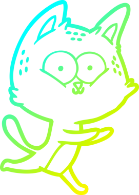 Bir insan tarafından çizilen çizgi film kedisinin soğuk çizgi çizimi