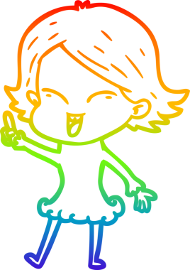 gökkuşağı gradyan çizimi mutlu bir çizgi film kızı bir insan tarafından çizildi