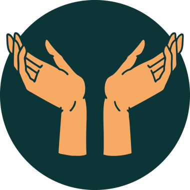 Bir insan tarafından çizilmiş açık ellerin ikonik dövme şekli