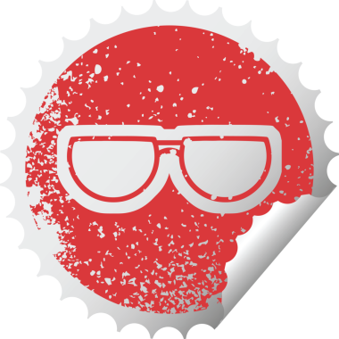 Bir insan tarafından çizilen gözlük, grafiksel sıkıntılı etiket illüstrasyon simgesi