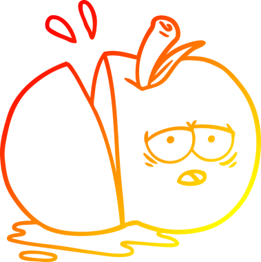 Bir insan tarafından çizilmiş elma karikatürünün sıcak gradyan çizimi