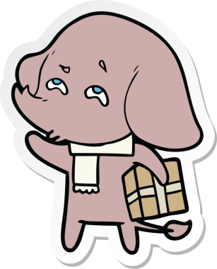 Bir insan tarafından çizilmiş, bir karikatür filinin çıkartması.