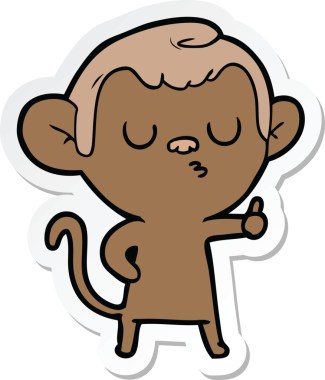 Bir insan tarafından çizilmiş sakin bir maymunun çıkartması