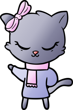 Bir insan tarafından çizilmiş sevimli çizgi film kedisi.