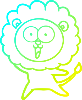 Bir insan tarafından çizilmiş mutlu çizgi film aslanı çizimi.