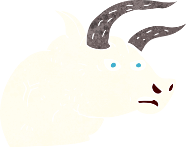 Bir insan tarafından çizilmiş kızgın bir boğa kafası.