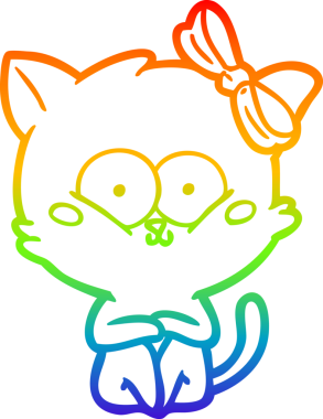 gökkuşağı gradyanı çizimi bir insan tarafından çizilmiş çizgi film kedisi